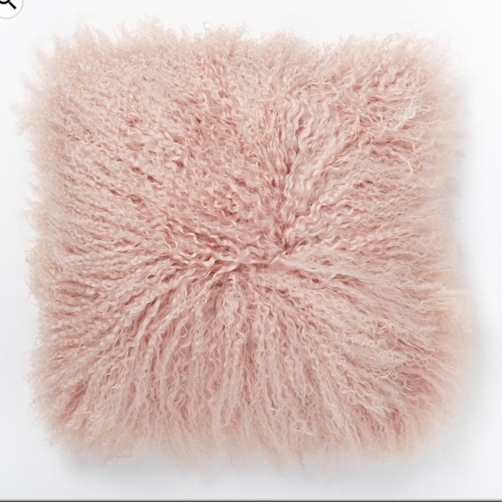 West elm Mongolian fur pillow rosette pink 16x16